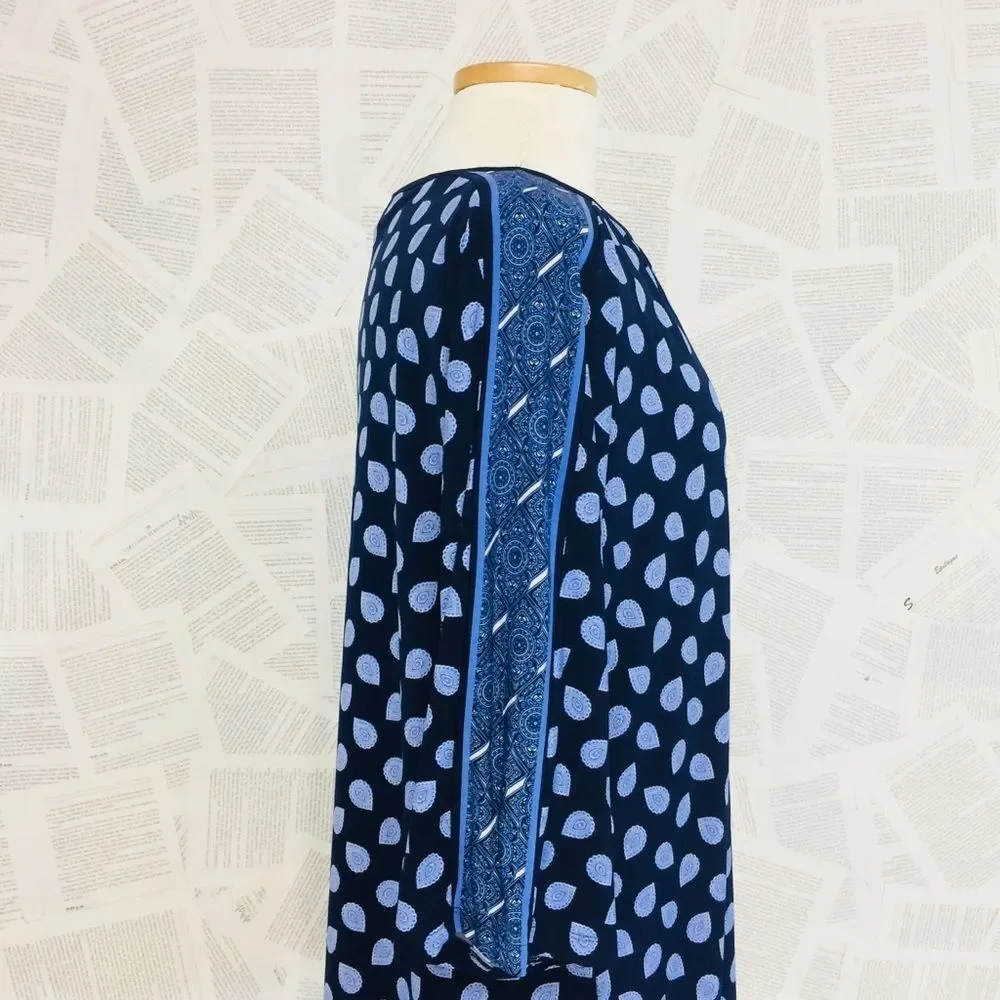 Michael Kors Navy Pasley Shift Dress Stretchy L